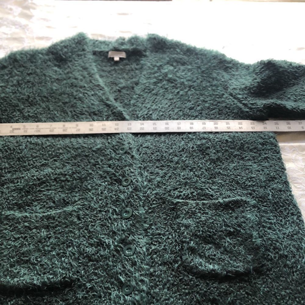 Skies are Blue Sz 0X Pit to Pit 24 1/2" Teal Green Blue Eyelash Cardigan Used - Picture 6 of 15
